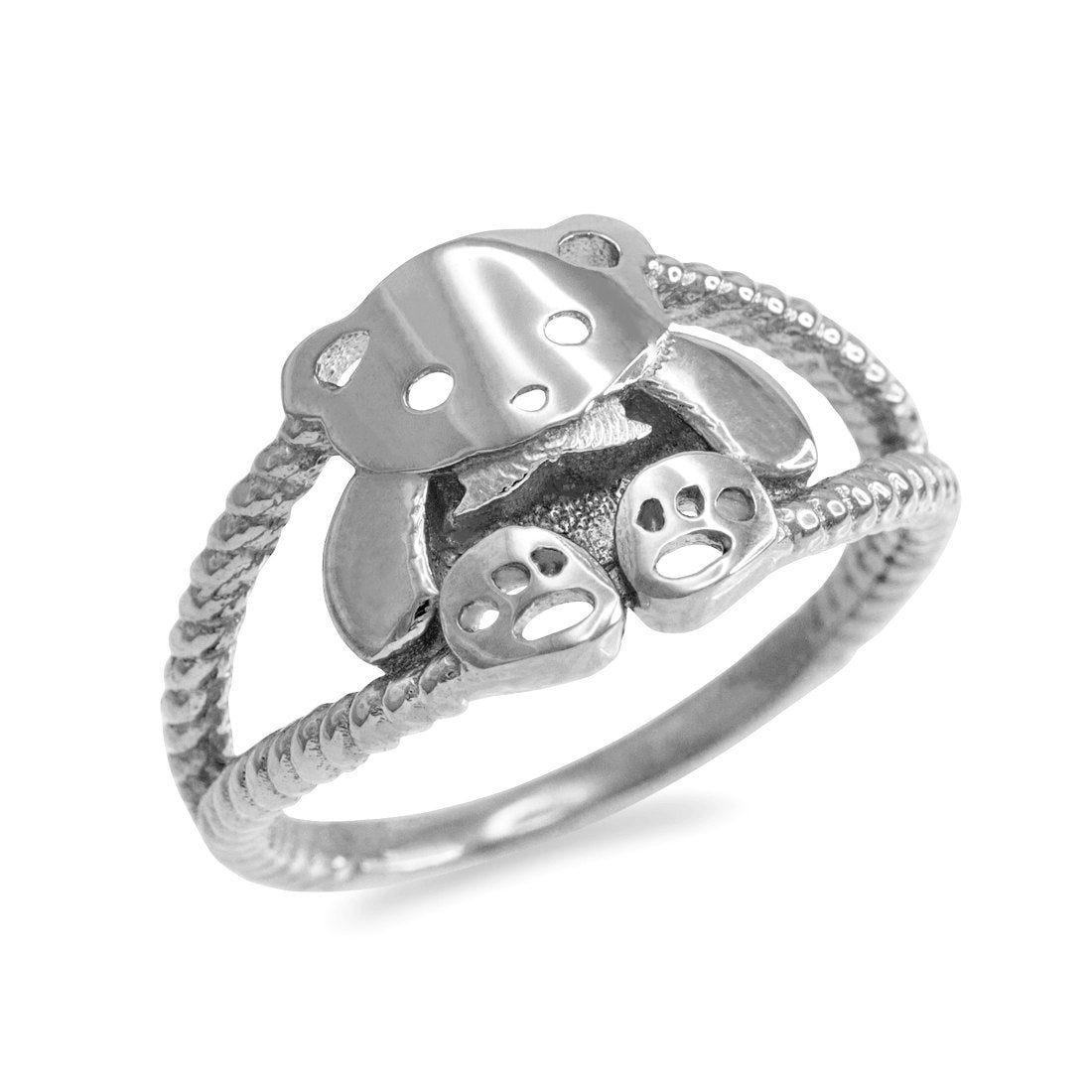 Sterling Silver Cute Teddy Bear Ladies Ring Karma Blingz