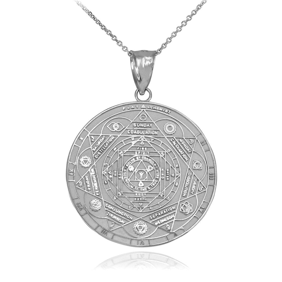 Gold Om 7 Chakras Calendar Yoga Meditation Necklace (yellow, white, rose gold) Karma Blingz