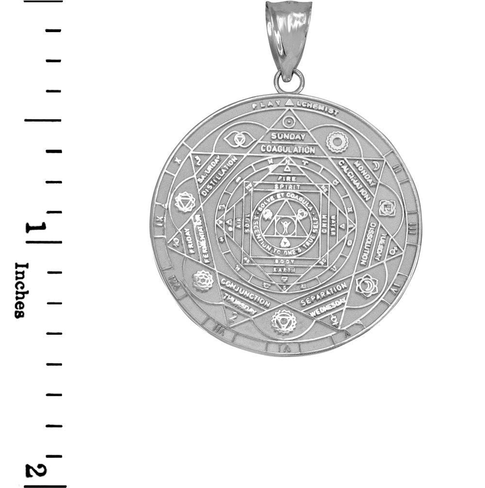 Sterling Silver Om 7 Chakra Calendar Yoga Meditation Pendant (S/M) Karma Blingz