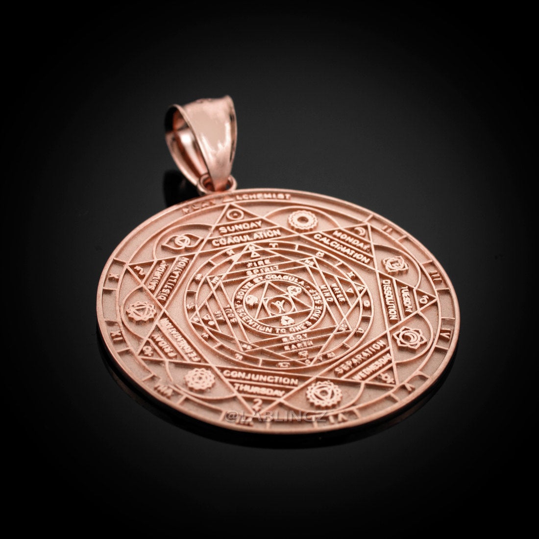 Gold Om 7 Chakra Calendar Yoga Meditation Pendant (S/M) Karma Blingz