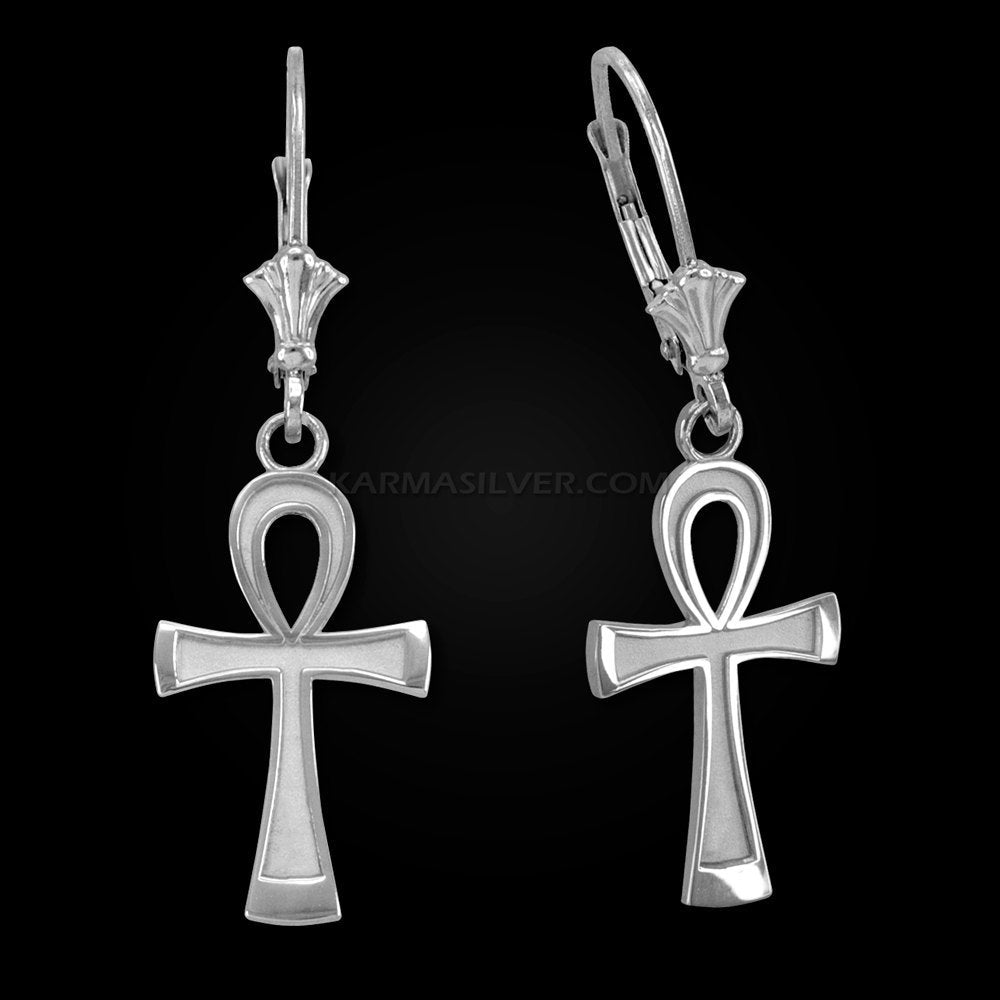 Sterling Silver Egyptian Ankh Cross Earrings Karma Blingz