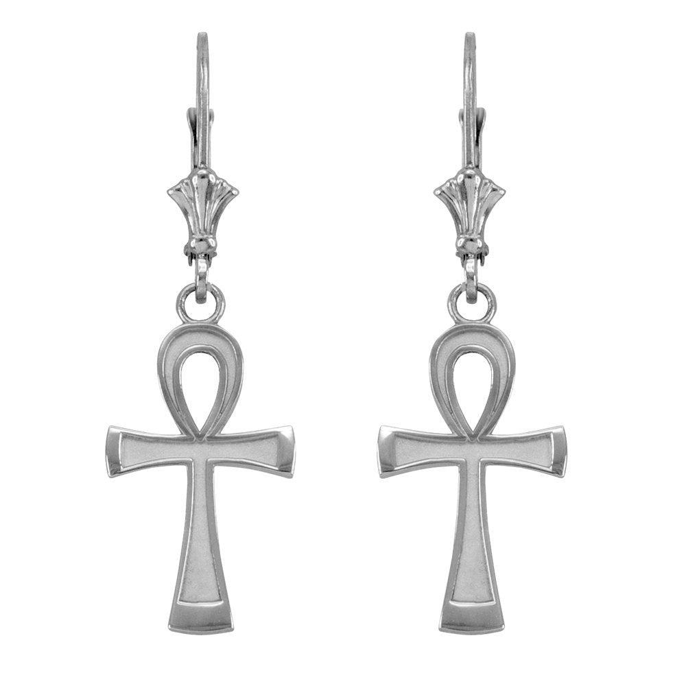 14K Gold Egyptian Ankh Cross Earrings (yellow, white, rose gold) Karma Blingz