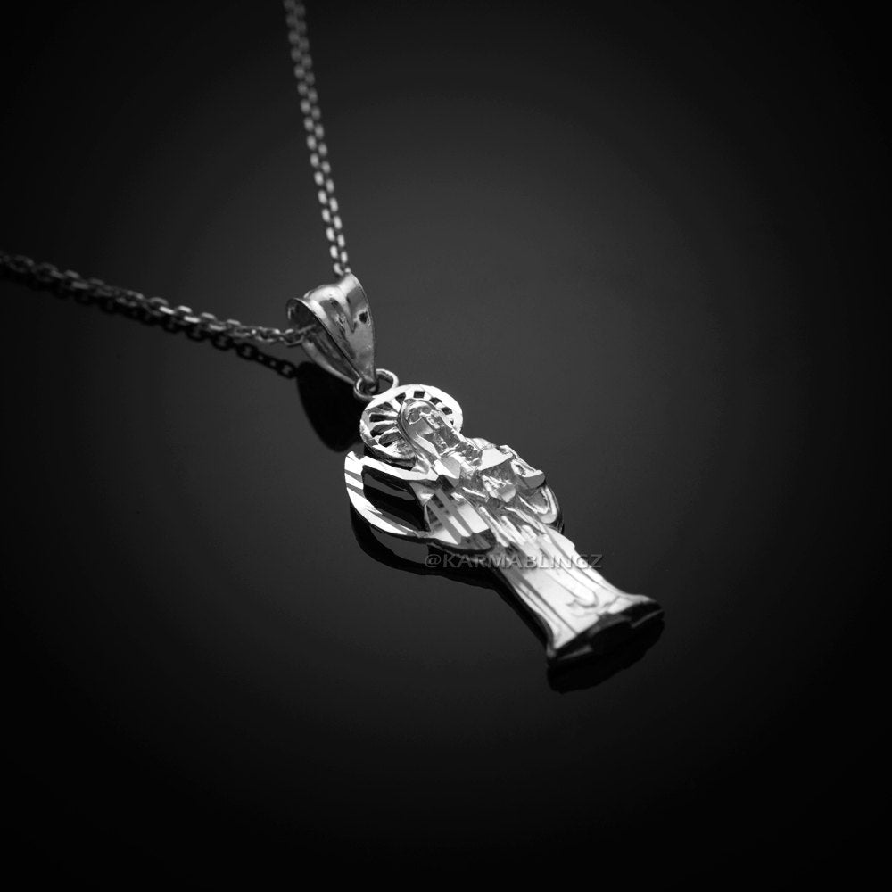 Gold Santa Muerte Charm Necklace (10k, 14k, yellow, white, rose gold) Karma Blingz