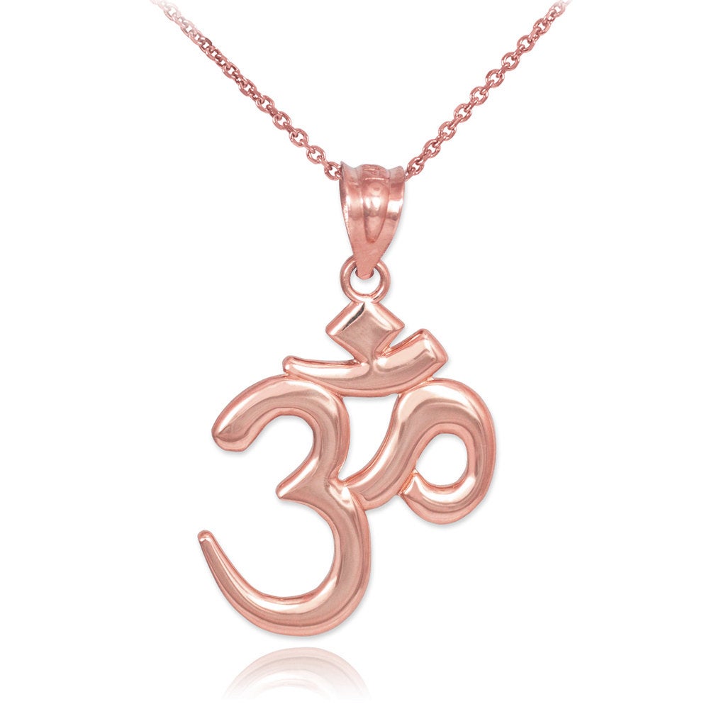 Gold Om Yoga Charm Pendant Necklace (yellow, white, rose gold) Karma Blingz