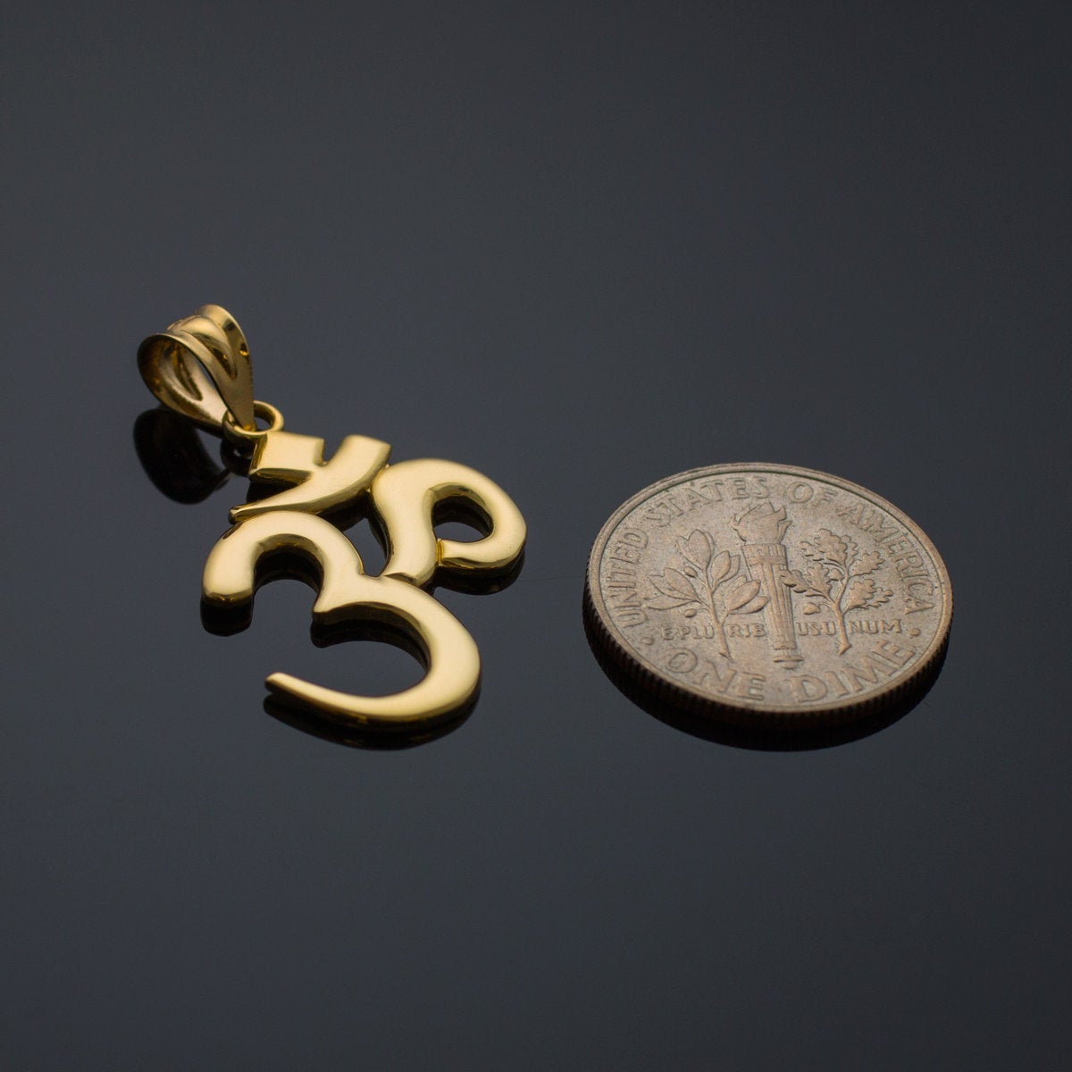 Gold Om Yoga Charm Pendant Necklace (yellow, white, rose gold) Karma Blingz