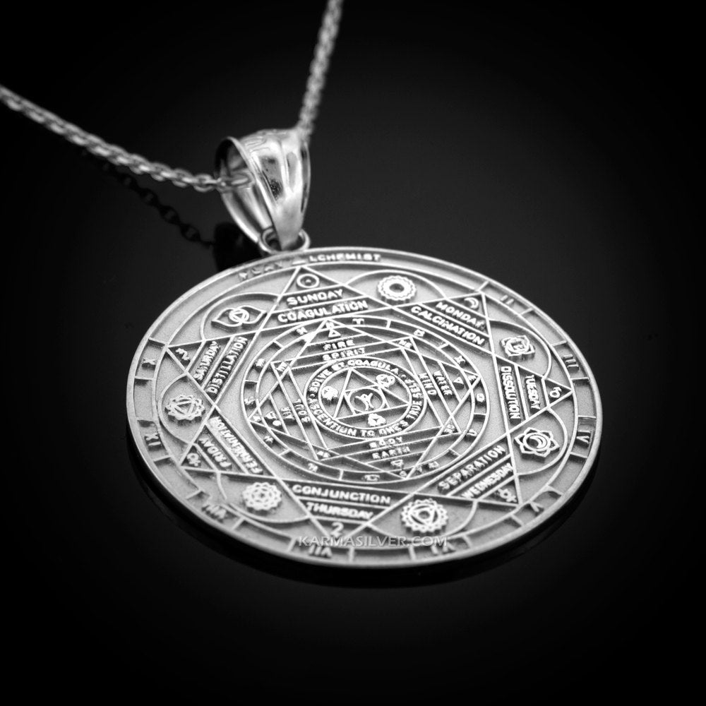 Sterling Silver Om 7 Chakra Calendar Yoga Meditation Necklace Karma Blingz