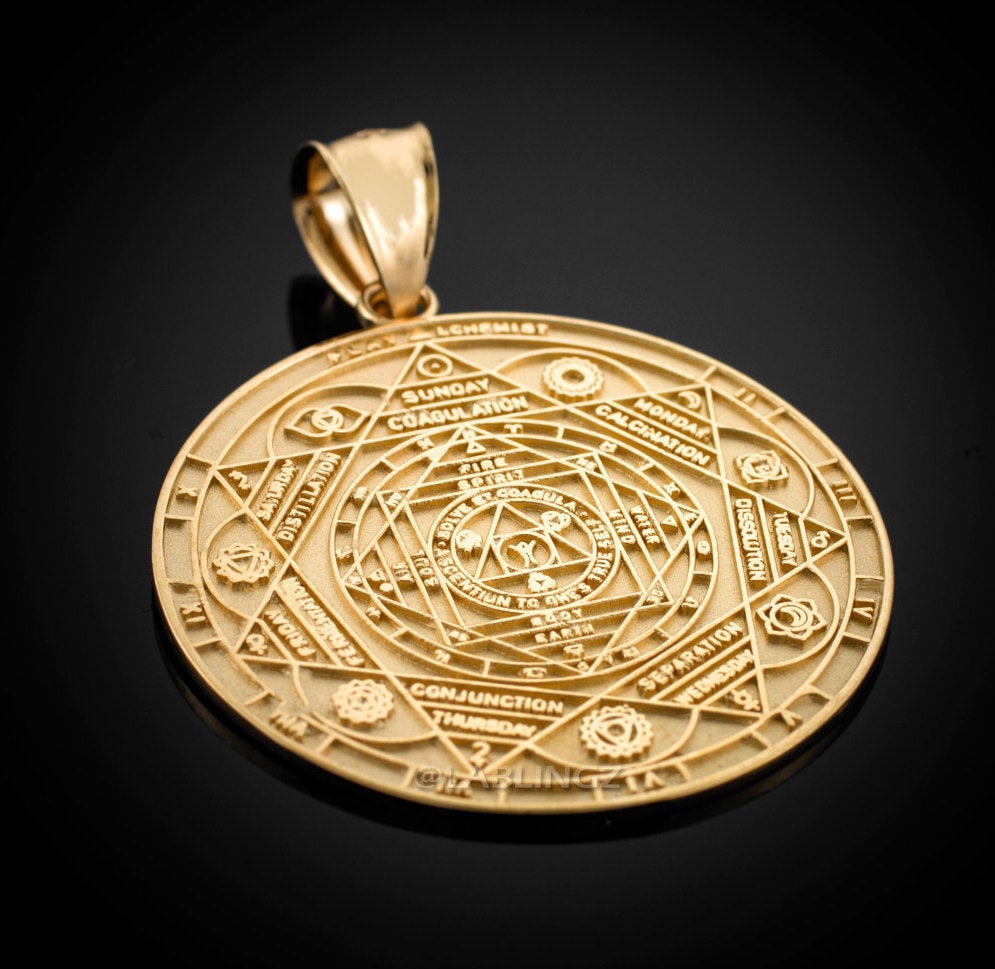Gold Om 7 Chakra Calendar Yoga Meditation Pendant (S/M) Karma Blingz