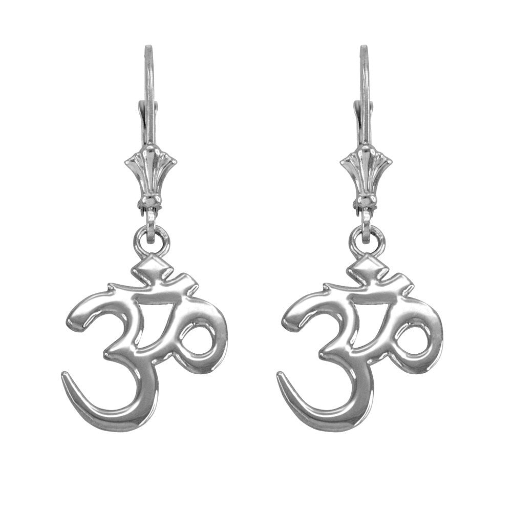 14K Gold Om (Aum) Yoga Earrings (yellow, white, rose gold) Karma Blingz