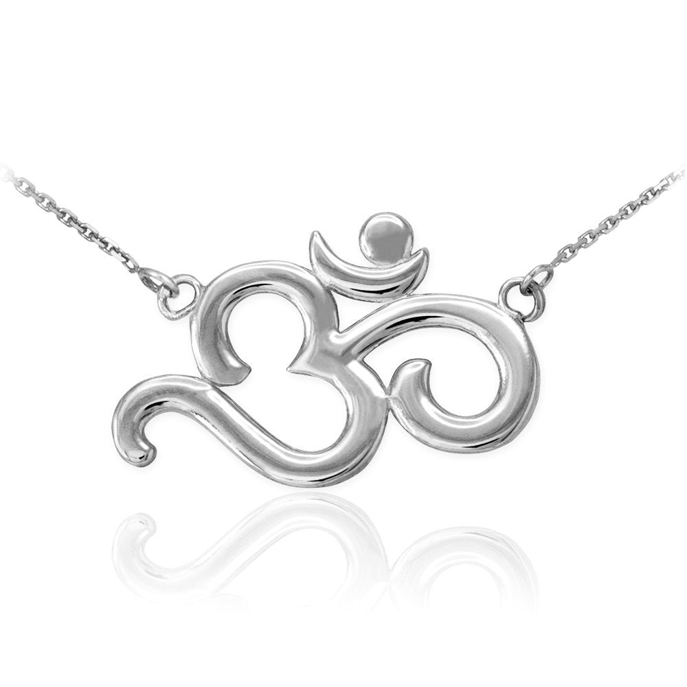 14K Gold Om Necklace (yellow, white, rose gold) Karma Blingz