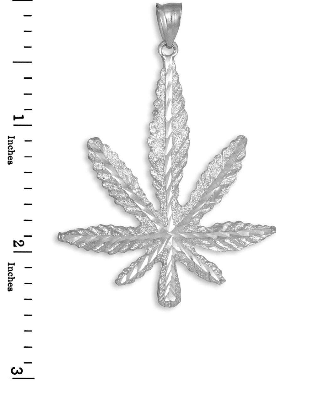Sterling Silver Marijuana Weed Leaf Cannabis Mens Hip-Hop Pendant Karma Blingz