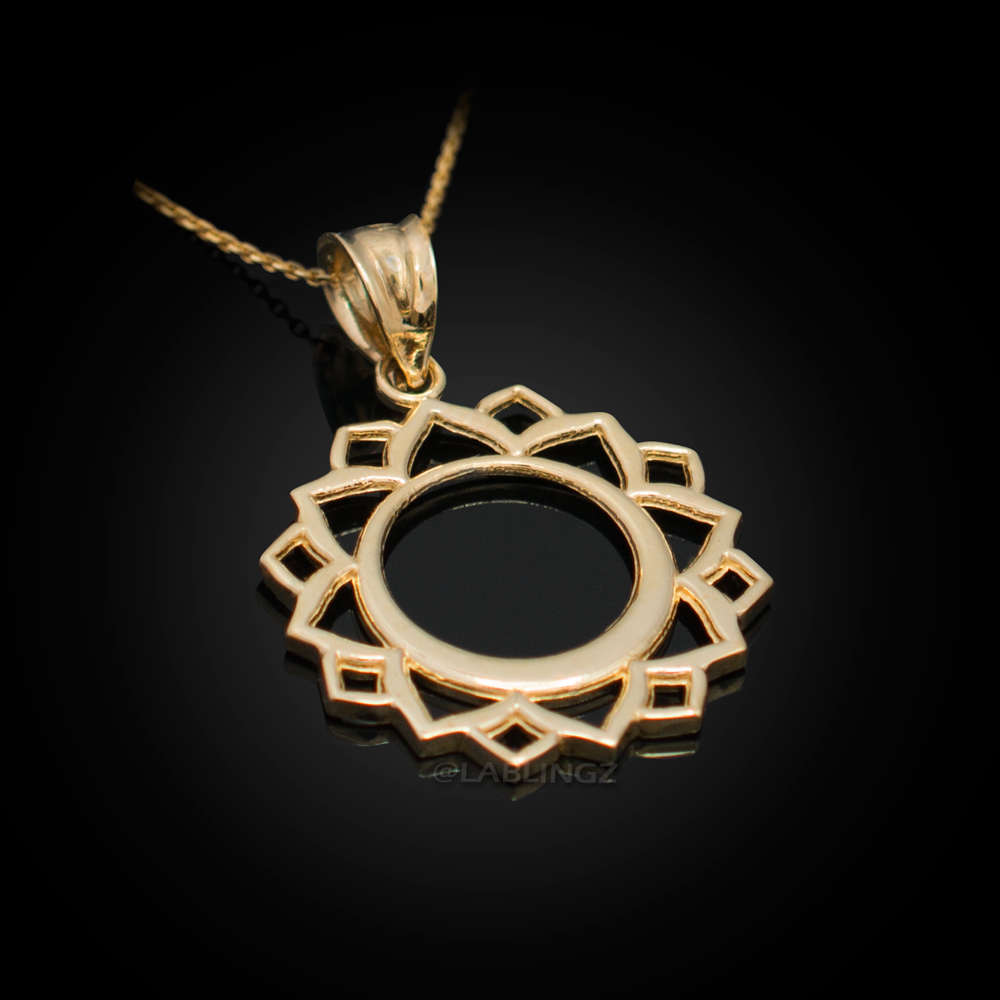 Gold Vishuddha (Communication) Chakra Yoga Pendant Necklace (yellow, white, rose gold, 10k, 14k) Karma Blingz