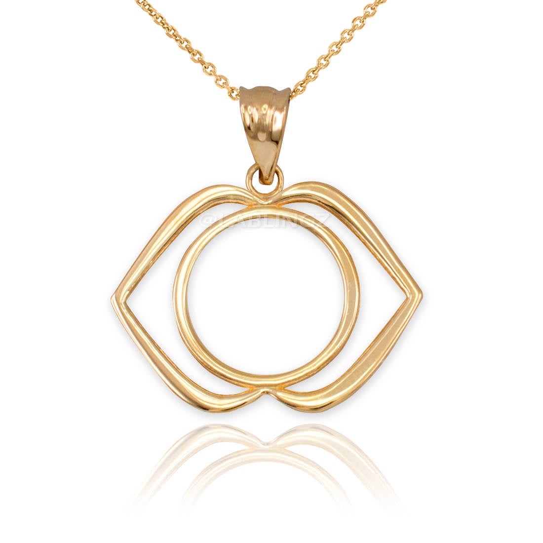 Gold Ajna Chakra (3rd eye) Pendant Necklace (yellow, white, rose gold, 10k, 14k) Karma Blingz