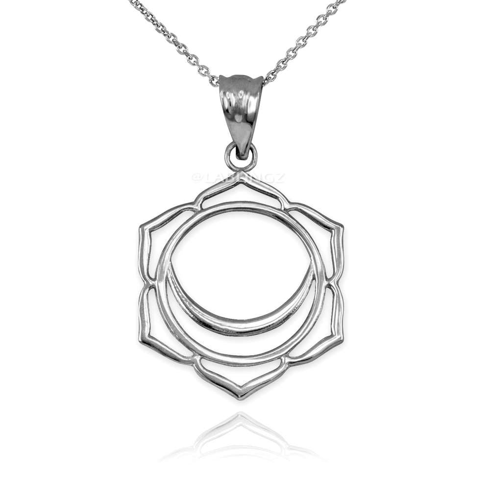Gold Svadhishthana (Creativity) Chakra Yoga Lotus Pendant Necklace (yellow, white, rose gold, 10k, 14k) Karma Blingz
