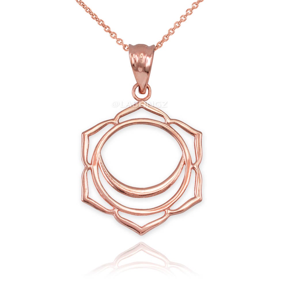 Gold Svadhishthana (Creativity) Chakra Yoga Lotus Pendant Necklace (yellow, white, rose gold, 10k, 14k) Karma Blingz