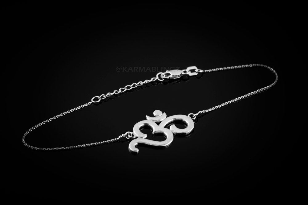 Sterling Silver Om (aum) Mantra Yoga Bracelet Karma Blingz