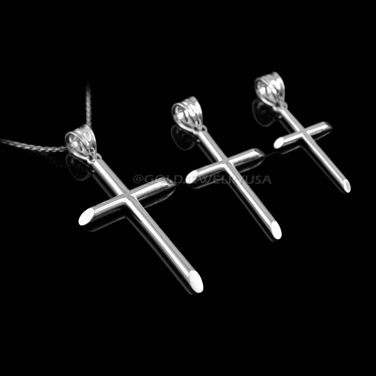 10K White Gold Plain Tube Cross Charm Necklace ( S/M/L) – Karma Blingz