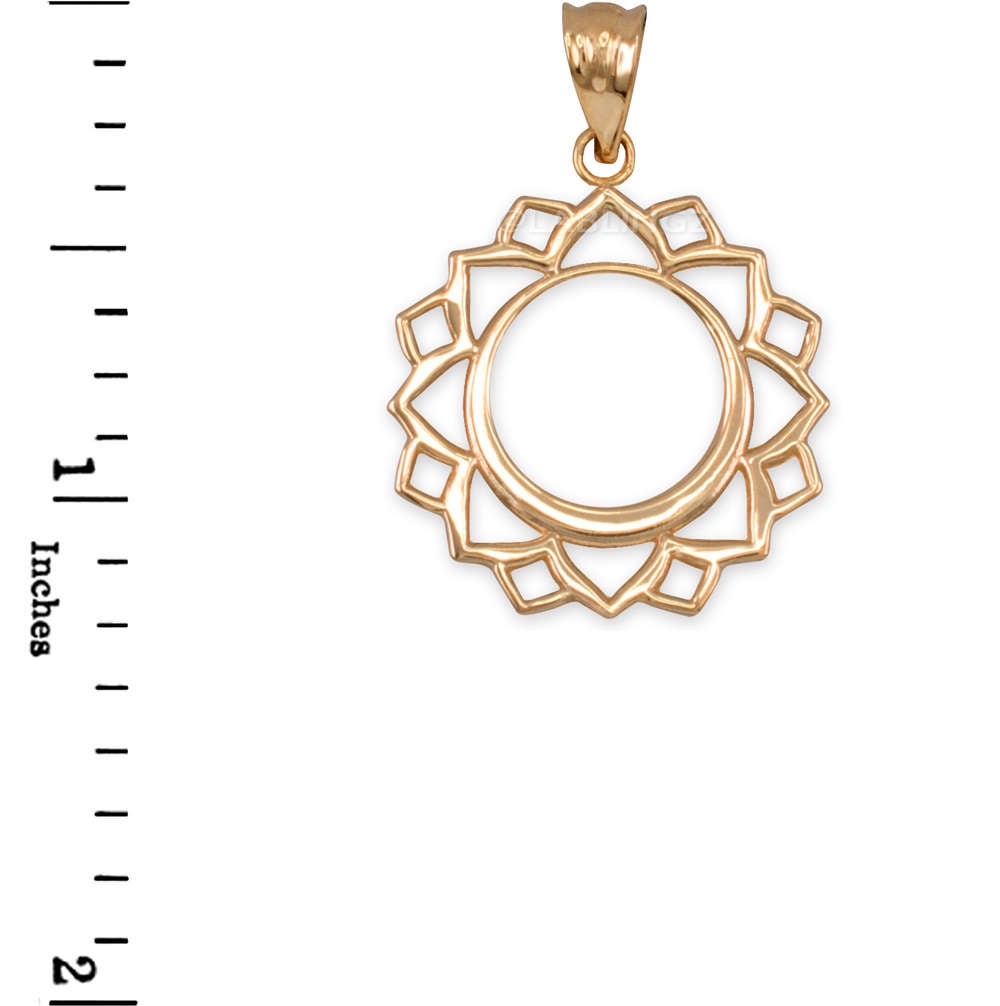 Gold Vishuddha (Communication) Chakra Yoga Pendant Necklace (yellow, white, rose gold, 10k, 14k) Karma Blingz