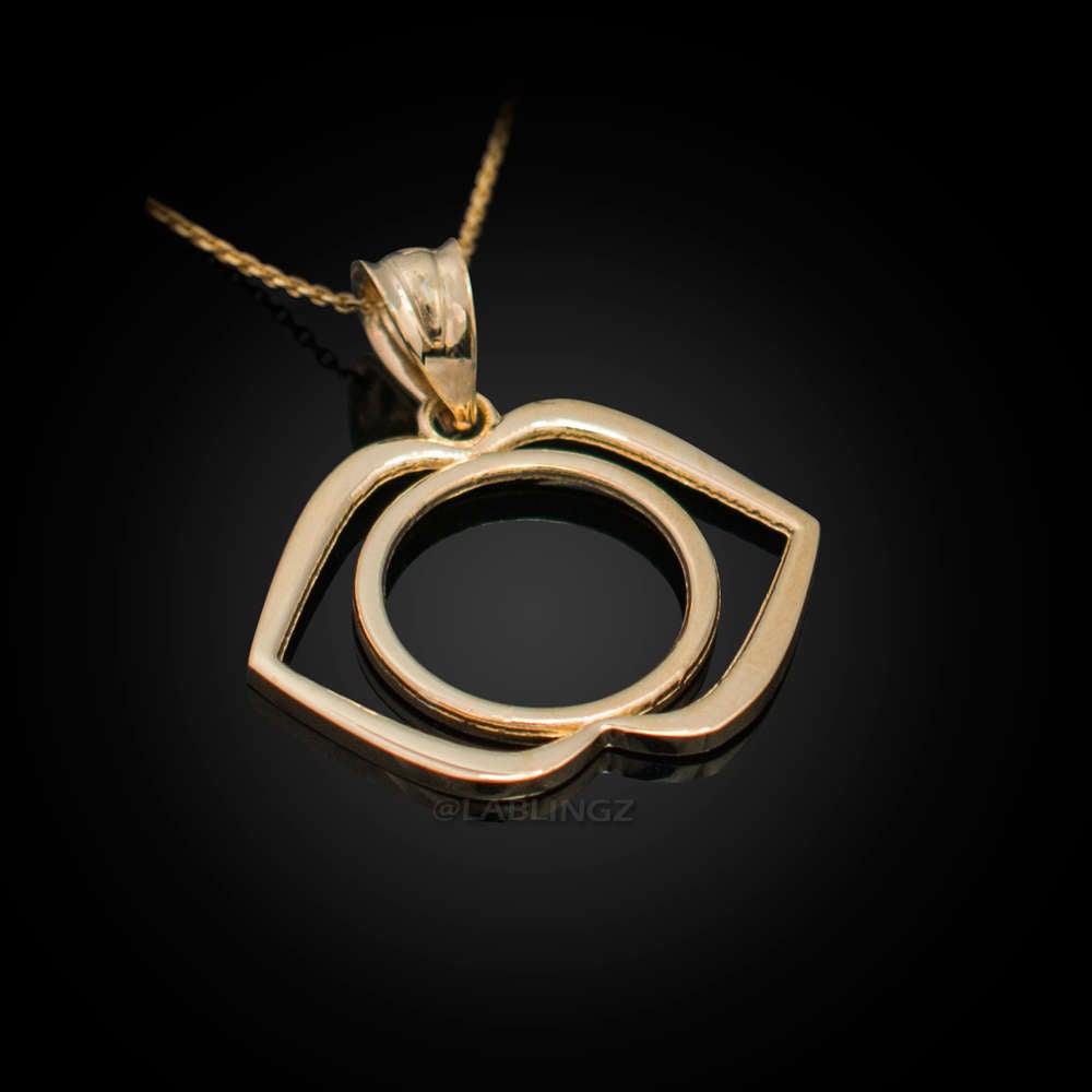 Gold Ajna Chakra (3rd eye) Pendant Necklace (yellow, white, rose gold, 10k, 14k) Karma Blingz