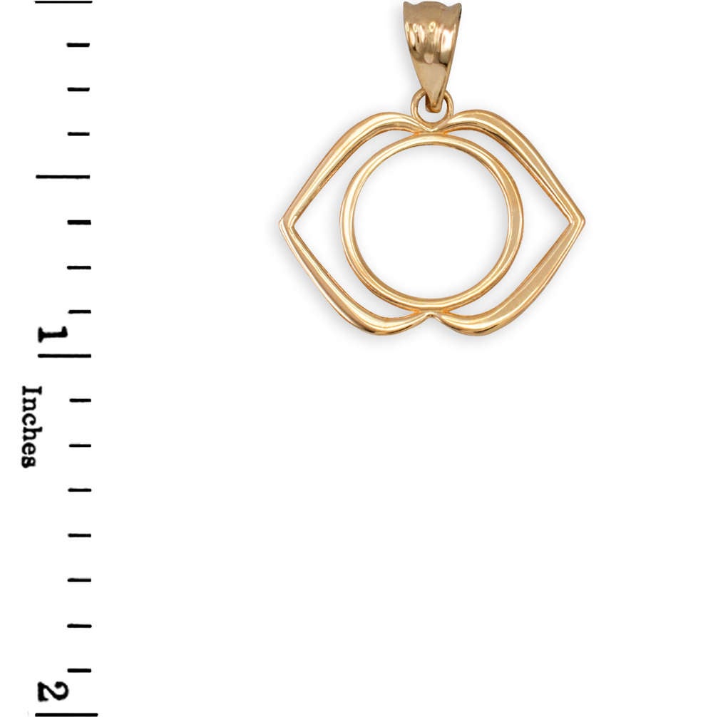 Gold Ajna Chakra (3rd eye) Pendant Necklace (yellow, white, rose gold, 10k, 14k) Karma Blingz