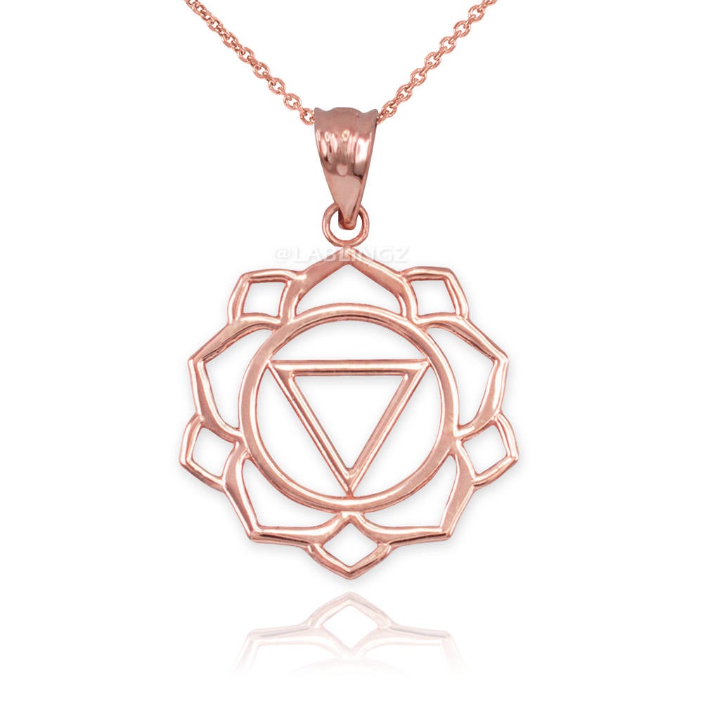 Gold Manipura (Confidence) Chakra Yoga Lotus Pendant Necklace (yellow, white, rose gold, 10k, 14k) Karma Blingz