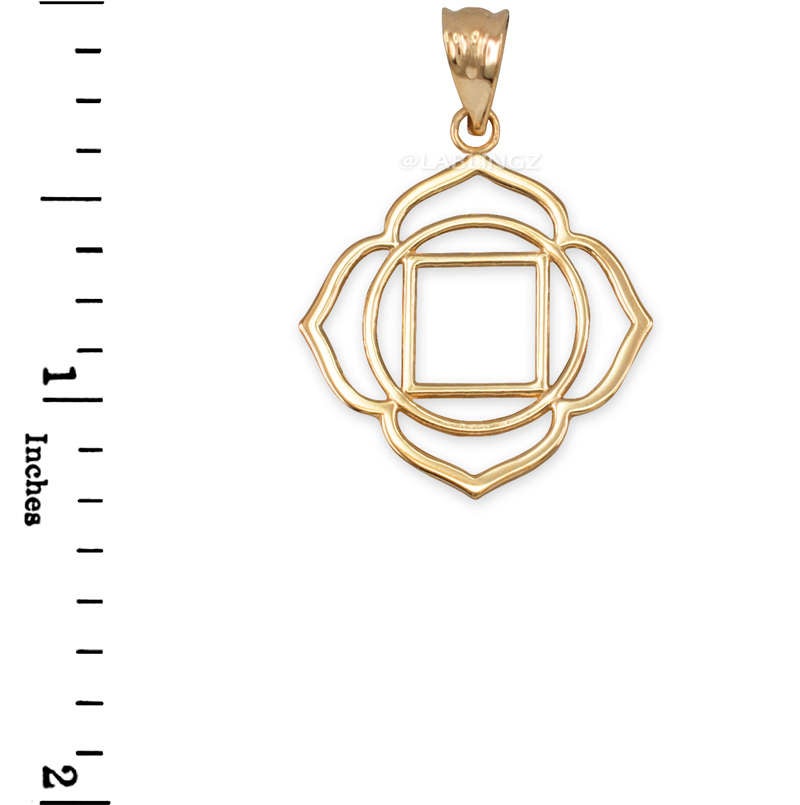 Gold Muladhara (Root chakra) Chakra Yoga Lotus Pendant Necklace (yellow, white, rose gold, 10k, 14k) Karma Blingz