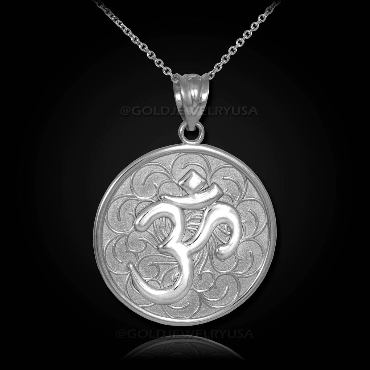 Gold Om (Aum) Yoga Medallion Pendant Necklace (yellow, white, rose gold) Karma Blingz