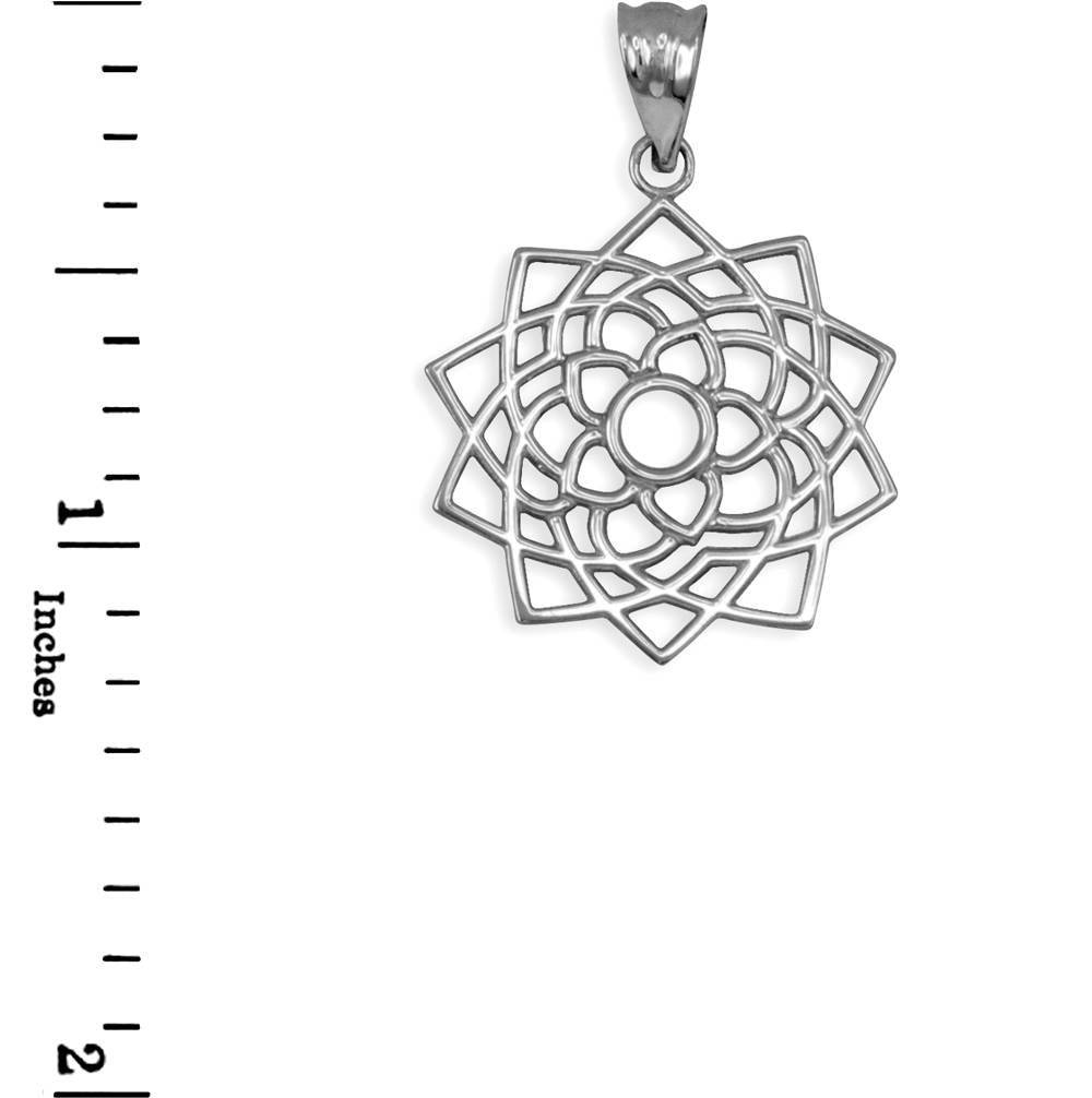 Sterling Silver Sahasrara (Unity) Chakra White Lotus Yoga Pendant Necklace Karma Blingz