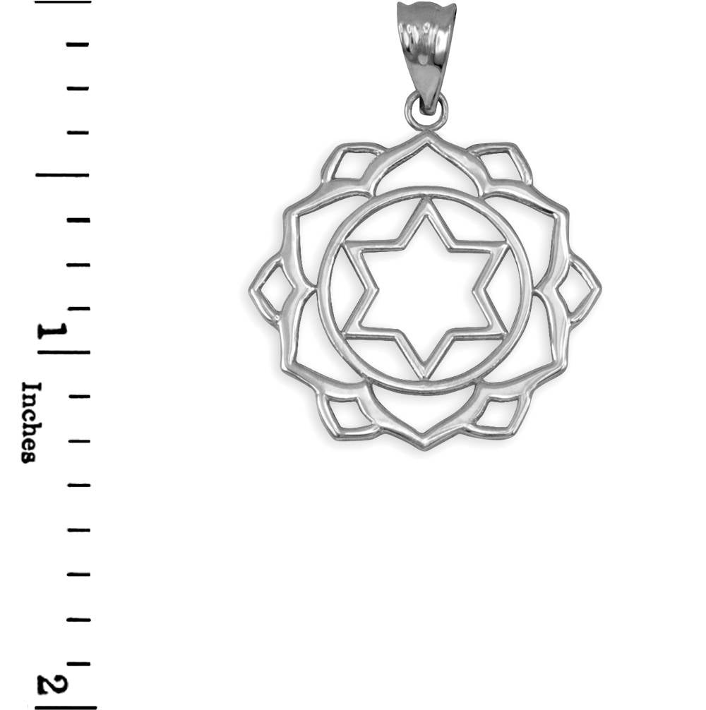 Sterling Silver Anahata (Love) Chakra Lotus Yoga Pendant Necklace Karma Blingz