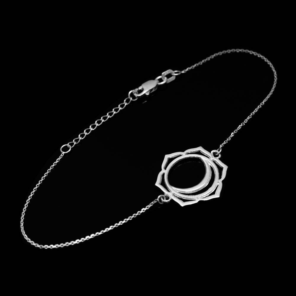 Silver Svadhishthana (Creativity) Chakra White Lotus Yoga Bracelet Karma Blingz