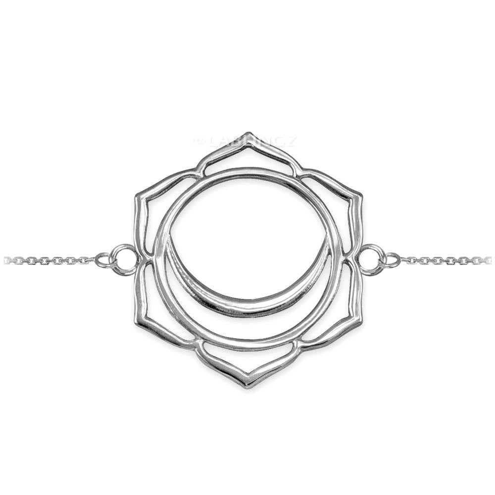 Silver Svadhishthana (Creativity) Chakra White Lotus Yoga Bracelet Karma Blingz