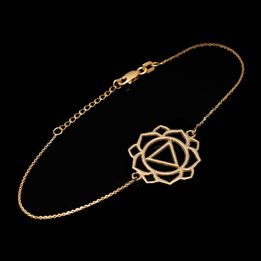 14K Gold Manipura (Confidence) Chakra Yoga Lotus Bracelet (yellow, white, rose gold) Karma Blingz