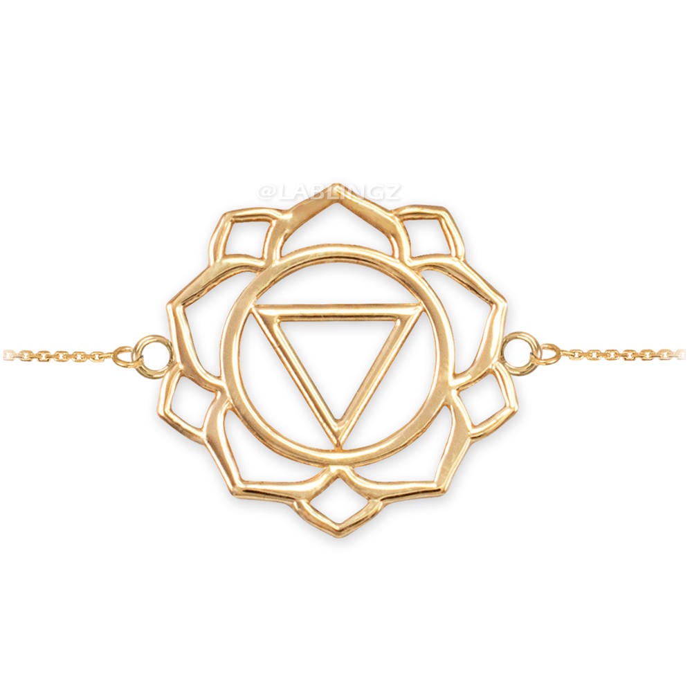14K Gold Manipura (Confidence) Chakra Yoga Lotus Bracelet (yellow, white, rose gold) Karma Blingz