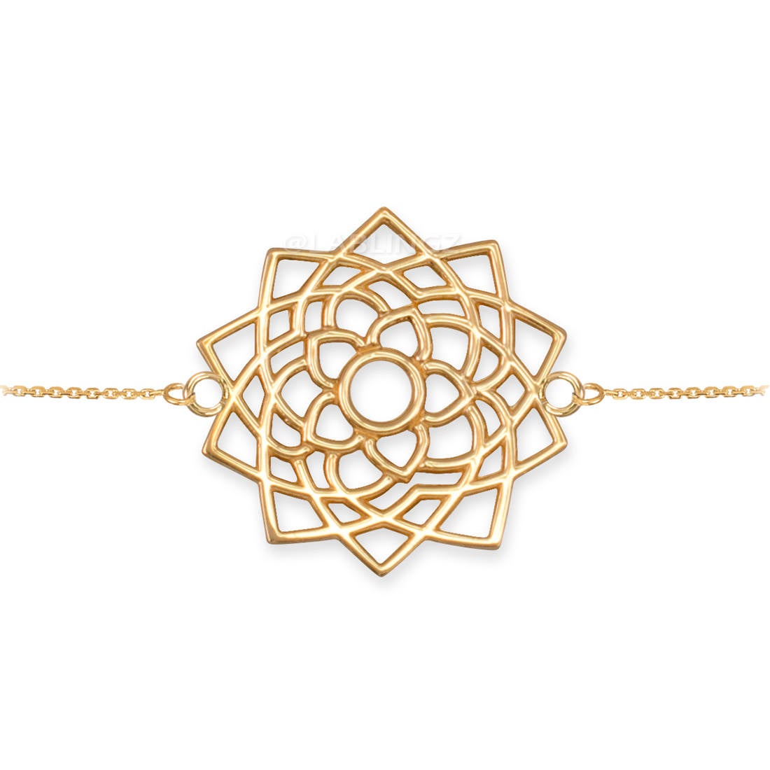 14K Gold Sahasrara (Unity) Chakra Yoga Lotus Bracelet (yellow, white, rose gold) Karma Blingz