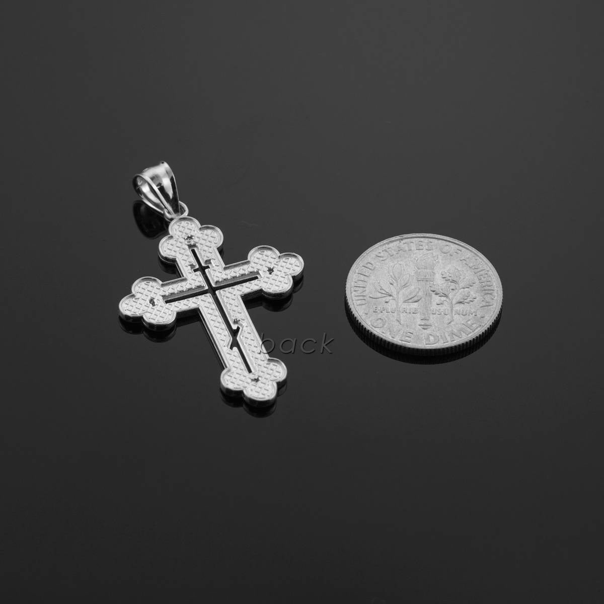 Gold Russian Eastern Orthodox Diamond Cross Pendant Necklace (yellow, white, rose gold) Karma Blingz