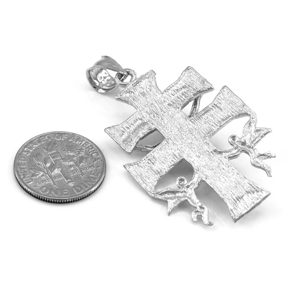 Solid Gold Caravaca Crucifix Double Cross Pendant (yellow, white, rose gold, 10k, 14k) Karma Blingz