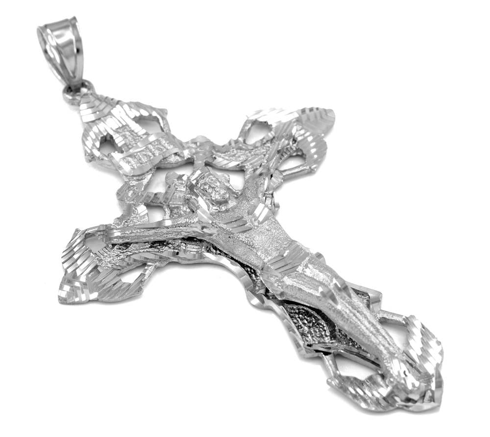 Solid Gold Mens Large Crucifix Cross Pendant (yellow, white, rose gold, 10k, 14k) Karma Blingz