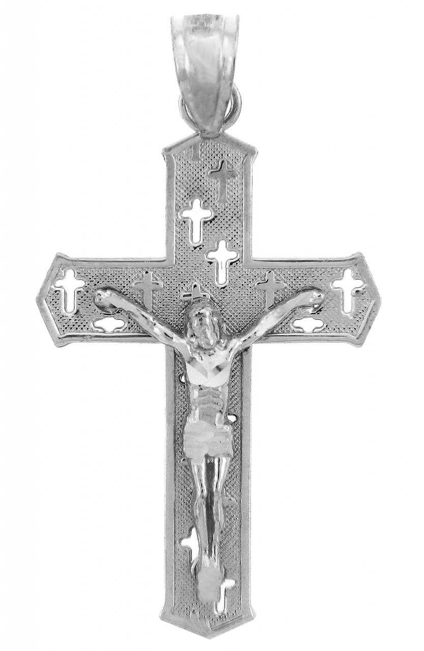 Gold Crucifix Cross Charm Pendant Necklace (10k, 14k, yellow, white, rose gold) Karma Blingz
