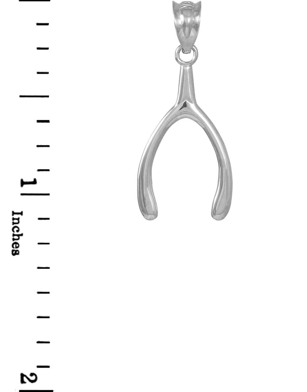 Polished Gold Wishbone Pendant Necklace (10k, 14k, yellow, white, rose gold) Karma Blingz