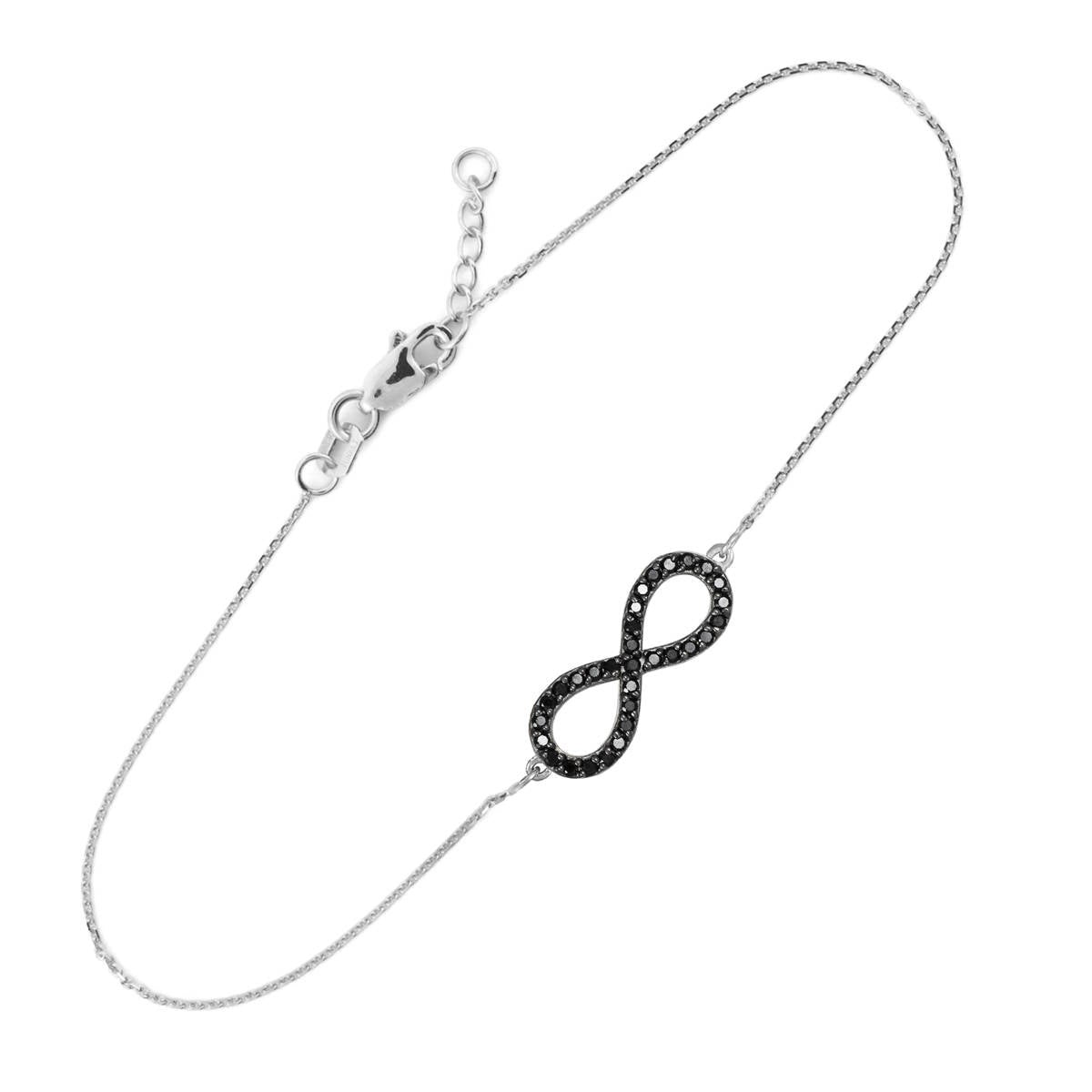 14K Gold Black Diamond Pave Infinity Bracelet (yellow, white, rose gold) Karma Blingz