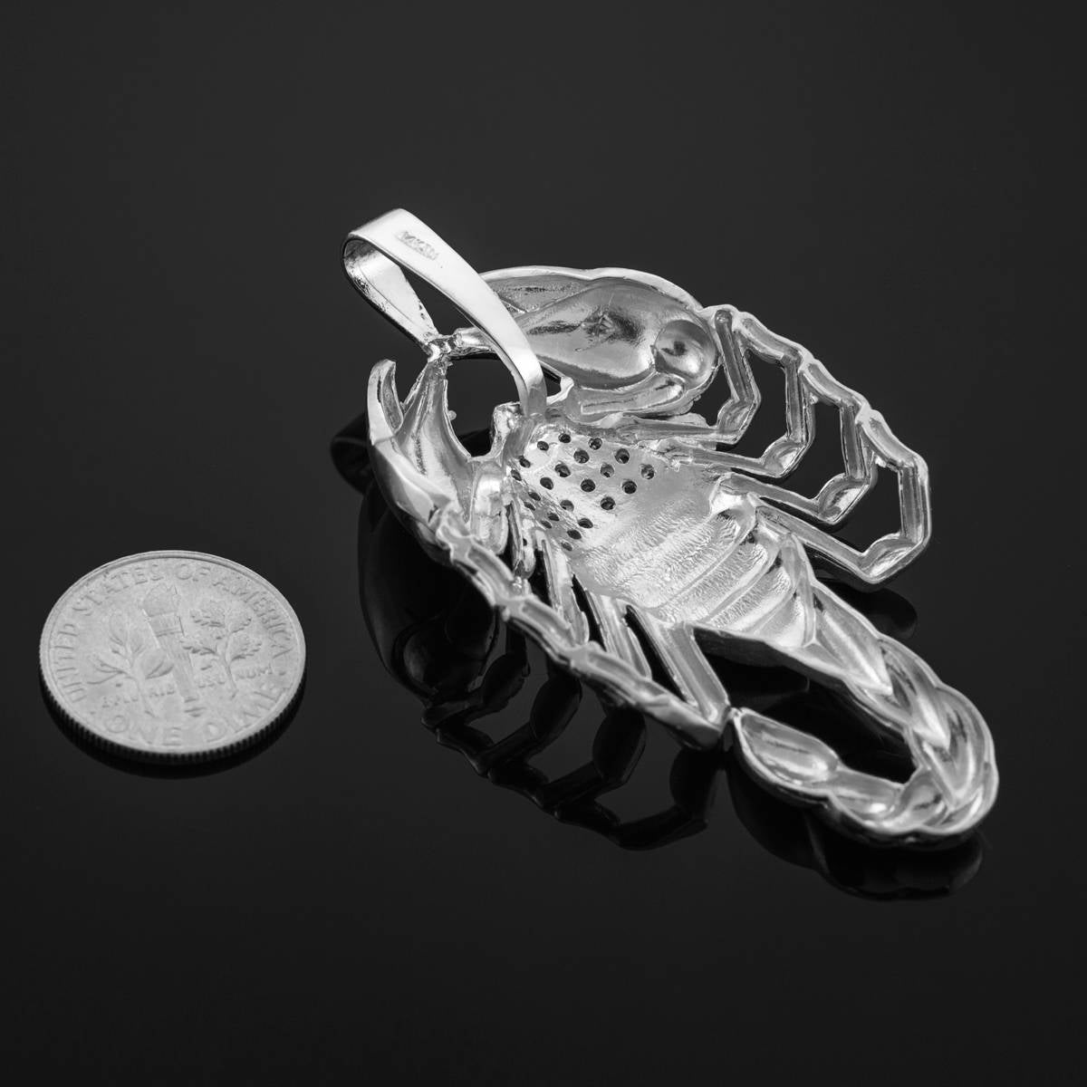 Gold Scorpion CZ Pave Mens Large Pendant (2-tone, white, 10k, 14k) Karma Blingz