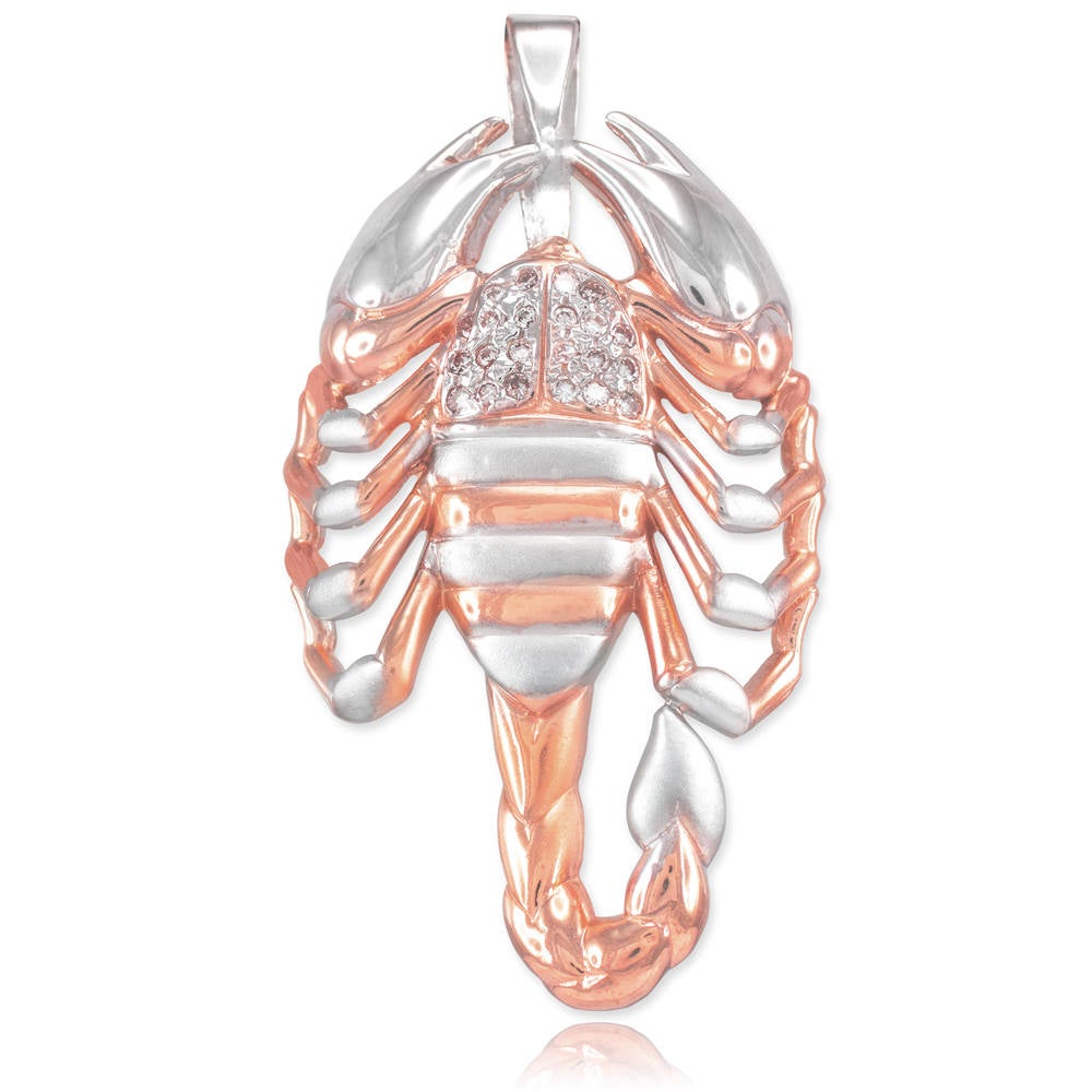 Gold Scorpion CZ Pave Mens Large Pendant (2-tone, white, 10k, 14k) Karma Blingz