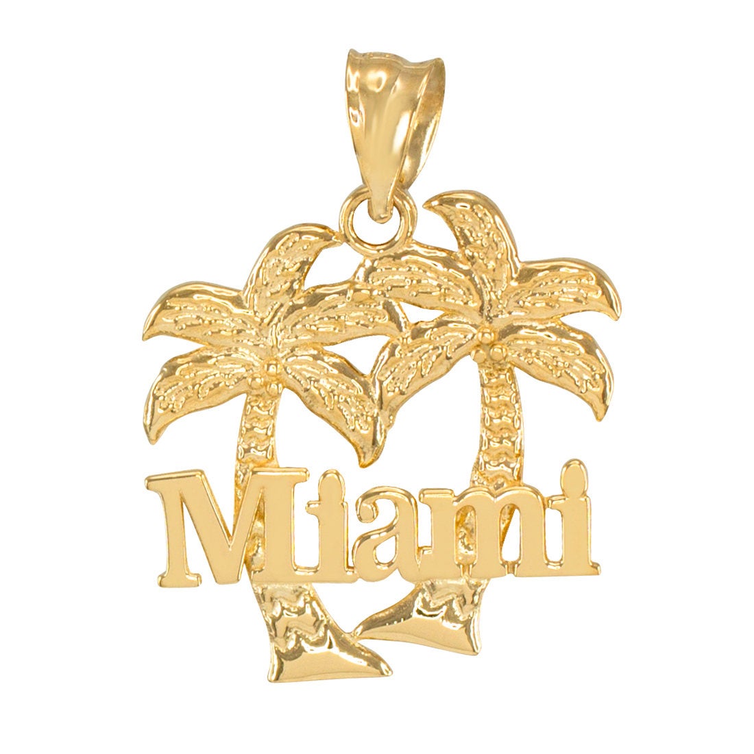 Gold Miami City Palm Trees Pendant Necklace (yellow, white, rose gold) Karma Blingz
