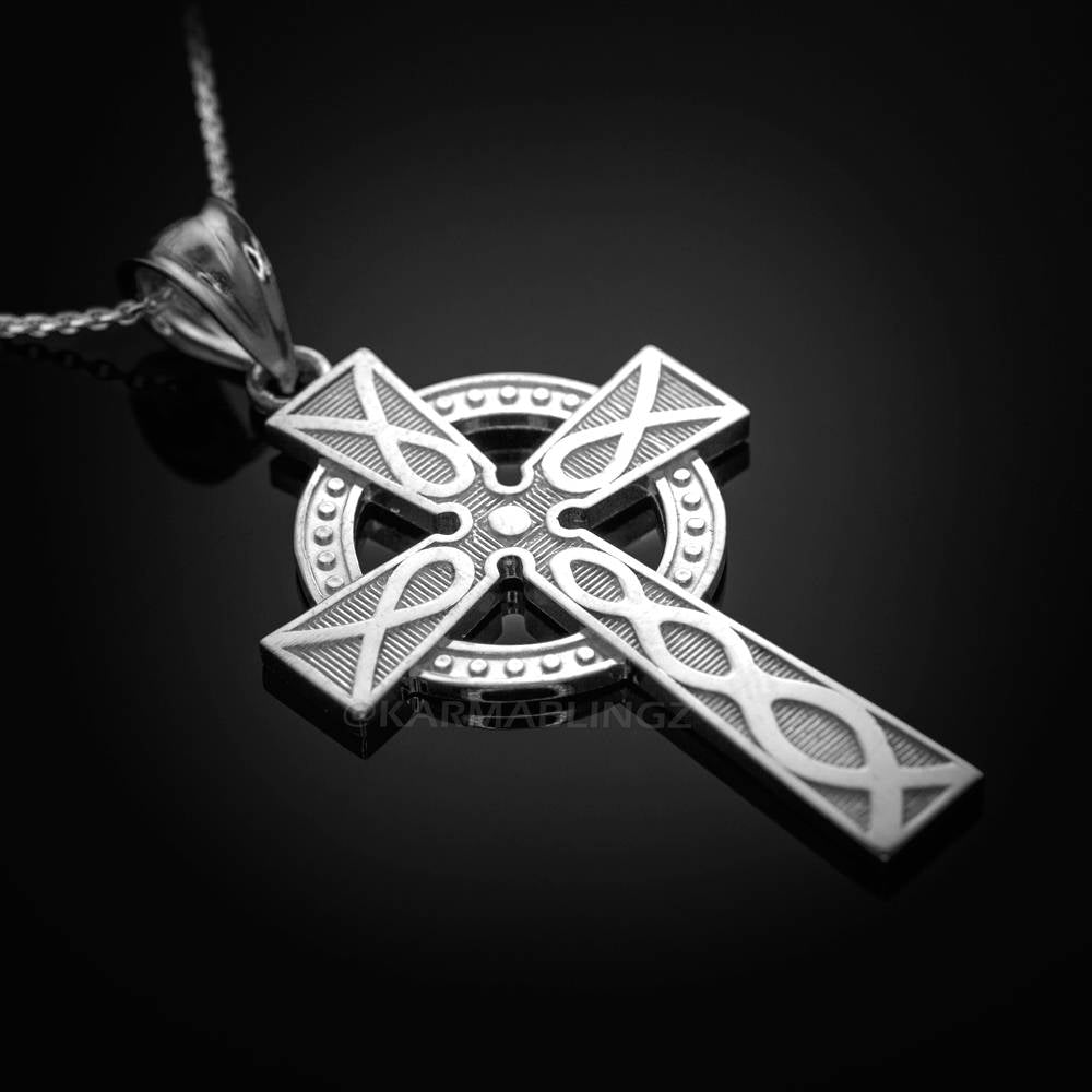 Sterling Silver Celtic Cross Pendant Necklace Karma Blingz