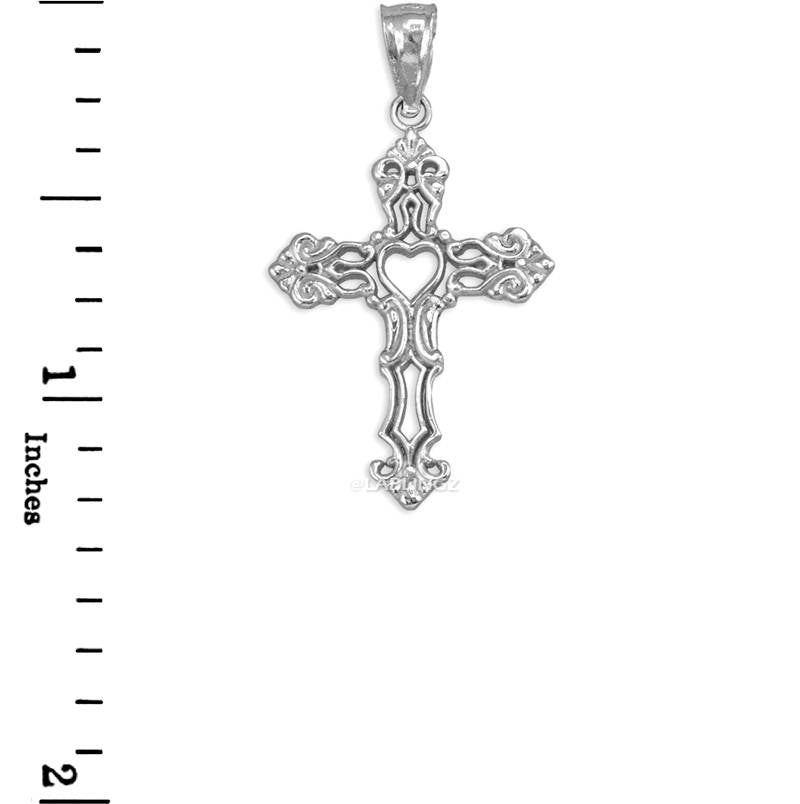 Gold Open Heart Cross Charm Pendant Necklace (yellow, white, rose gold, 10k, 14k) Karma Blingz