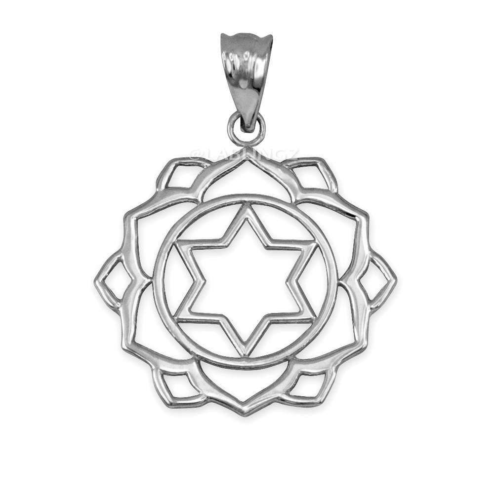 Sterling Silver Anahata (Love) Chakra Lotus Yoga Pendant Necklace Karma Blingz