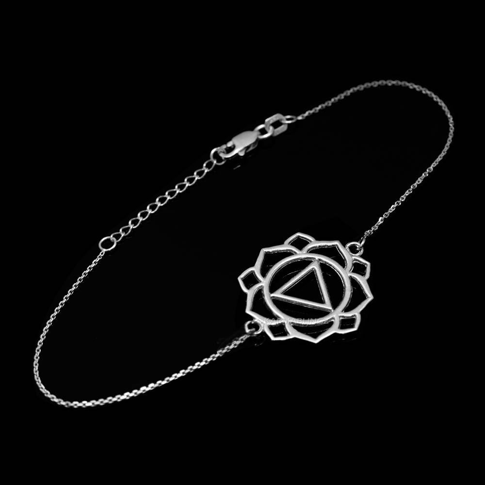 Silver Manipura (Confidence) Chakra White Lotus Yoga Bracelet Karma Blingz
