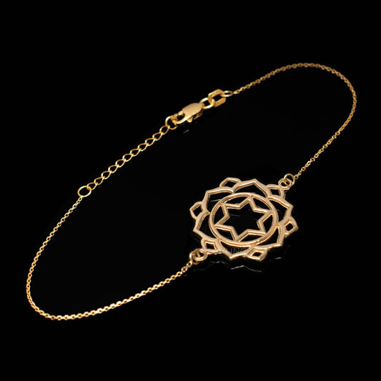 14K Gold Anahata (Love) Chakra Yoga Lotus Bracelet (yellow, white, rose gold) Karma Blingz
