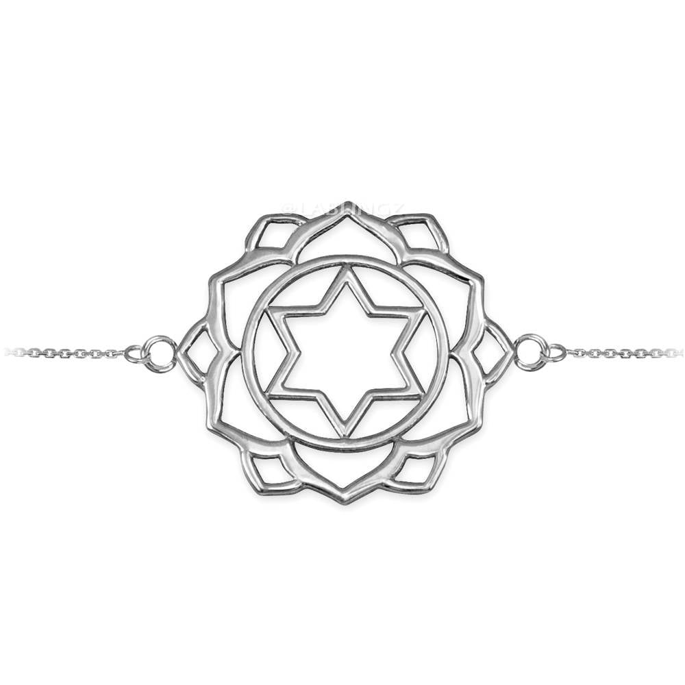 14K Gold Anahata (Love) Chakra Yoga Lotus Bracelet (yellow, white, rose gold) Karma Blingz