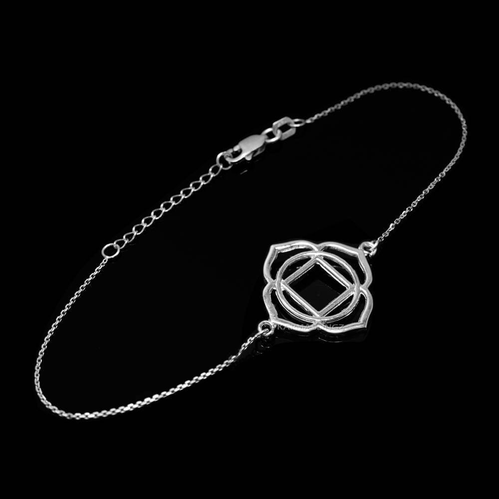Sterling Silver Muladhara (Root) Chakra Yoga Mantra Bracelet Karma Blingz