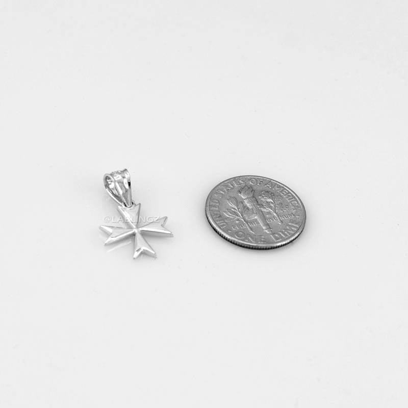 Sterling Silver Maltese Cross Womens Tiny Charm Necklace Karma Blingz